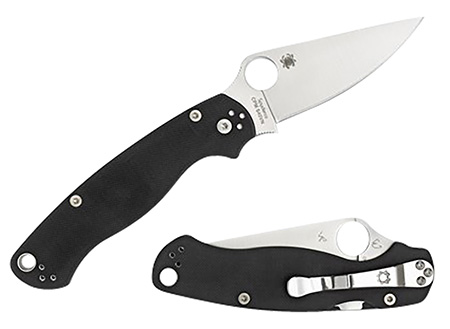 [716104011520] Spyderco C81GPLE2 Para Military 2  3.42" Folding Plain Satin CPM S45VN SS Blade Black Textured G10 Handle Left Hand Includes Pocket Clip