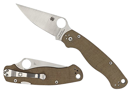 [716104016709] Spyderco C81MPCW2 Military 2  3.47" Folding Plain Stonewashed CPM Cru-Wear Blade/Brown Canvas Textured Micarta Handle Includes Pocket Clip