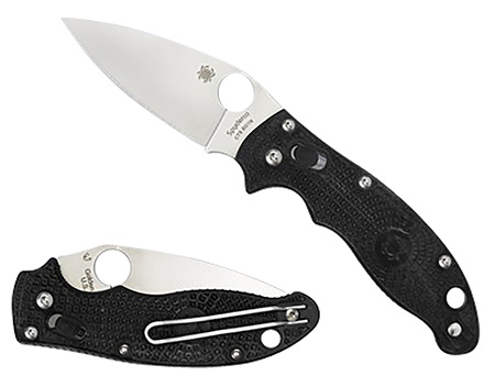 [716104009411] Spyderco C101PBK2 Manix 2 Lightweight 3.37" Folding Plain Satin CTS BD1 SS Blade/Black Bi-Directional Texturing FRCP Handle Includes Pocket Clip