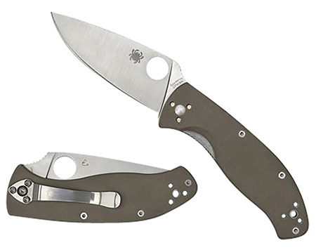 [716104017331] Spyderco C122GBNM4P Tenacious  3.35" Folding Plain CPM M4 Blade/ Brown Textured G10 Handle Includes Pocket Clip