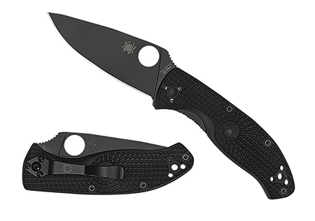 [716104013883] Spyderco C122PBBK Tenacious Lightweight 3.39" Folding Plain Black Oxide 8Cr13MoV SS Blade/Black Bi-Directional Texturing FRN Handle Includes Pocket Clip