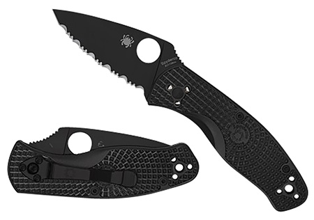 [716104016174] Spyderco C136PBBK Persistence Lightweight 2.75" Folding Plain Black Oxide 8Cr13MoV SS Blade/Black Bi-Directional Texturing FRN Handle Includes Pocket Clip