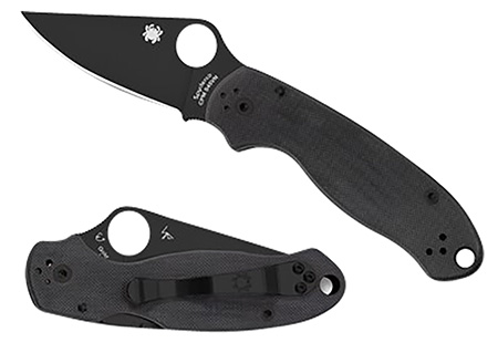 [716104011827] Spyderco C223GPBK Para 3  2.95" Folding Clip Point Plain Black DLC CPM S45VN SS Blade/Black G10 Handle Includes Pocket Clip