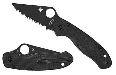 [716104013739] Spyderco C223PBBK Para 3 Lightweight 2.92" Folding Plain Black DLC CTS BD1N SS Blade/Black Textured FRN Handle Includes Pocket Clip