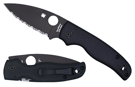 [716104012237] Spyderco C229GPBK Shaman  3.58" Folding Plain Black DLC CPM S30V SS Blade/Black Textured G10 Handle Includes Pocket Clip