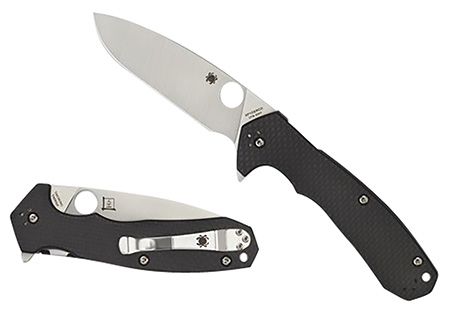 [716104012916] Spyderco C234CFP Amalgam  3.80" Folding Drop Point Plain Satin CPM S30V SS Blade/Black Textured Carbon Fiber/G10 Handle Includes Pocket Clip