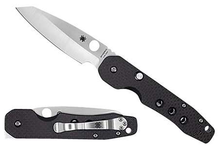 [716104012954] Spyderco C240CFP Smock  3.39" Folding Plain Stonewashed CPM S30V SS Blade/Black Textured Carbon Fiber/G10 Handle