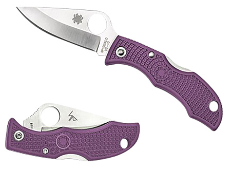 [716104004492] Spyderco LPRP3 Ladybug 3 Salt 1.94" Folding Plain Stonewashed H2 Steel Blade/Purple Bi-Directional Texturing FRN Handle