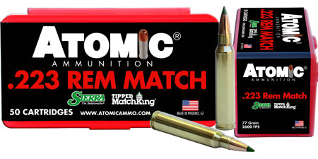 [858767004522] Atomic Ammunition 00452 Rifle Match 223Rem 77gr Tipped MatchKing 50 Per Box/10 Case