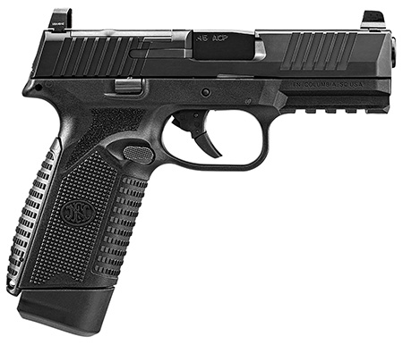 [845737015701] FN 66101387 545 MRD Full Size Frame 45 ACP 15+1, 4.10" Black Target Crown Steel Barrel, Black PVD Optic Cut/Serrated Steel Slide  &  Polymer Frame w/Picatinny Rail,  Ambidextrous