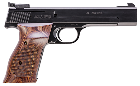 [022188305111] Smith  &  Wesson 130511 41  Full Size Frame 22 LR 10+1, 5.50" Blued Button Rifled Steel Barrel, Serrated Slide  &  Frame, Checkered Wood Target Grip