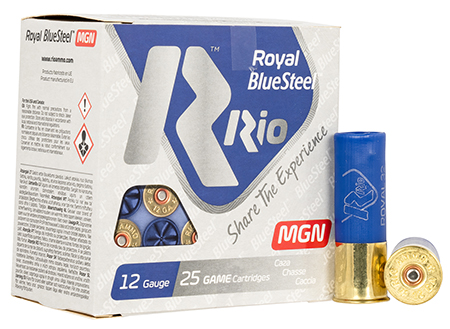 [8435101623704] Rio Ammunition RBSM323 Royal BlueSteel  12Gauge 3" 1 1/8oz 3Shot 25 Per Box/10 Case