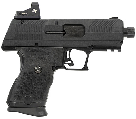 [752334900623] Hi-Point YC9RDCT YC9 w/Red Dot 9mm Luger 10+1 4.12" Black Steel Threaded Barrel, Black YC9 Styled/Serrated Slide, Black Polymer Frame w/Picatinny Rail,  Black Plastic Grips, Crimson Trace Red Dot