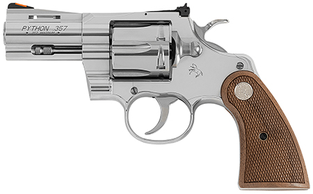 [098289003423] Colt Mfg PYTHONSP2WCTS Python  357 Mag/38 Special 6 Shot 2.50" Stainless Recessed Target/Vent Rib Barrel, Stainless Cylinder  &  Frame, Walnut w/Colt Medallion Grip