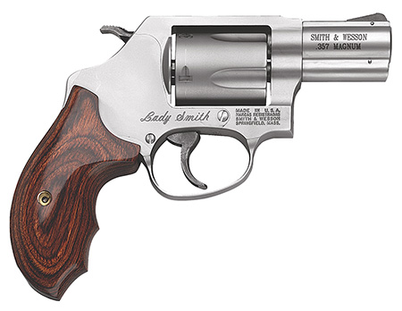 [022188624144] Smith  &  Wesson 162414 Model 60 Ladysmith *CA Compliant J-Frame 357 Mag/38 Special +P 5 Shot 2.12" Satin Stainless Steel Barrel, Satin Cylinder, Satin Stainless Steel Frame, Wood Grip, Exposed Hammer
