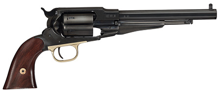 [844234239764] Cimarron PREACHER 1858 Preacher 45 Colt (LC) 44 Cal 6 Shot 8" Blued Barrel/Blued Cylinder/Blued w/Gold Frame Walnut Grip