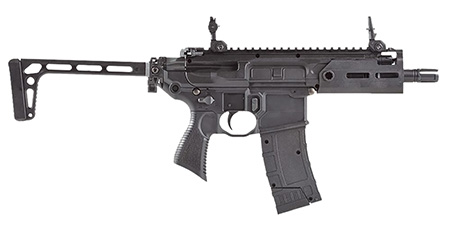 [798681604234] Sig Sauer Airguns AIR-RATTLER-BB MCX Rattler  CO2 177 4.5mm Steel BB 30rd Semi-Automatic 300 FPS Velocity, 3rd Burst Mode, M-Lok Handguard, Flip-Up Sights, Folding Minimalist Stock