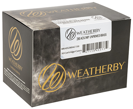 [747115452774] Weatherby BRASS280ACT50 Unprimed Cases  280ACKLEY Rifle Brass 50/Box