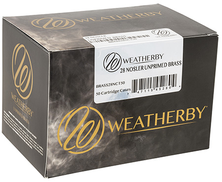 [747115452804] Weatherby BRASS28NCT50 Unprimed Cases  28Nosler Rifle Brass 50/Box