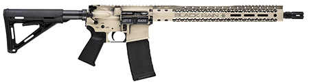 [697067868096] Black Rain Ordnance BROWTPLSB Spec 15+ We The People 5.56x45mm NATO 30+1 16", Light Sand Battleworn with Deep Engraving, 15" Slim M-LOK, Magpul Grip/Carbine Stock, Castle Flash Hider