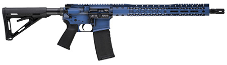[697067869734] Black Rain Ordnance BROWTPBLB Spec 15+ We The People 5.56x45mm NATO 30+1 16", Blue Battleworn with Deep Engraving, 15" Slim M-LOK, Magpul Grip/Carbine Stock, Castle Flash Hider