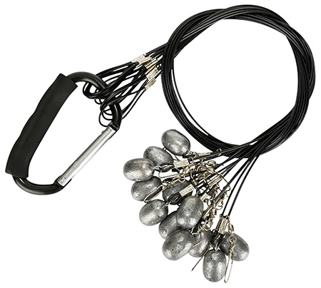 [659601206818] Drake Waterfowl DA9000072006 Texas Rig Package Set 72" Black Coated Steel Wire, 6 oz Lead Weight, Metal Cable Crimps, Includes Carabiner (12 Pack)