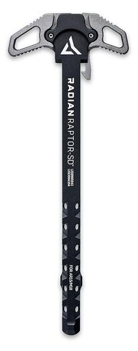 [817093020699] Radian Weapons R0065 Raptor SD Ambi Charging Handle, Tungsten Gray, Gas Ported Shaft, Fits Mil-Spec AR-15/M16 Platform