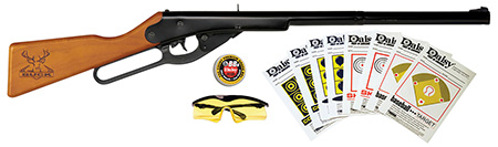 [039256841051] Daisy 994105403 Buck Shooting Kit Spring Piston 177 BB 400rd Shot 350 fps, Black Barrel/Rec, Stained Hardwood Furniture, Includes Glasses/Premium Ammo/Targets