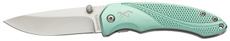 [023614950394] Browning 3220360 Allure  EDC 2.88" Folding Drop Point Plain 7Cr17MoV SS Blade, Mint Green Textured Anodized Aluminum Handle,  Includes Pocket Clip