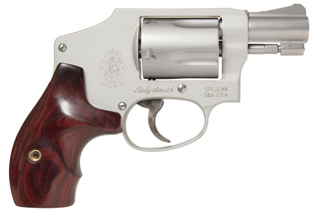 [022188638080] Smith  &  Wesson 163808 Model 642 Ladysmith 38 S&W Spl +P 5 Shot 1.88" Stainless Steel Barrel/Cylinder, Matte Silver Aluminum Alloy J-Frame, Wood Grip, Snag-free Enclosed Hammer, Internal Lock