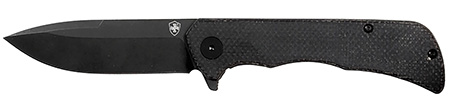 [093674829282] Templar Knife PFMBK321 Paladin  3.27" Folding Drop Point Plain Black Powder Coated D2 Steel Blade, 4.40" Black Micarta Handle