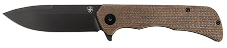 [093674829305] Templar Knife PFMBN321 Paladin  3.27" Folding Drop Point Plain Black Powder Coated D2 Steel Blade, 4.40" Brown Micarta Handle Includes Pocket Clip