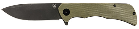 [093674829329] Templar Knife PFMGN321 Paladin  3.27" Folding Drop Point Plain Black Powder Coated D2 Steel Blade, 4.40" Green Micarta Handle
