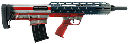 [723551444641] Tokarev USA 21000164 TBP  Bullpup 12 Gauge Semi-Auto 3" 5+1 18.50" Black Steel Barrel, American Flag Picatinny Rail Receiver, American Flag Adjustable Synthetic Stock