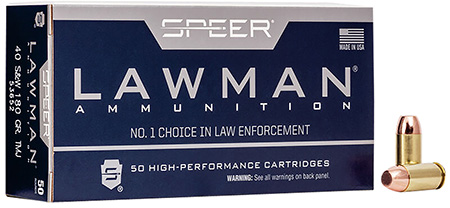 [076683536525] Speer 53652 Lawman  40S&W 180gr Total Metal Jacket 50 Per Box/20 Case