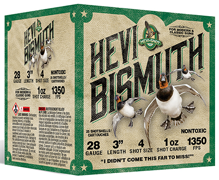 [604544690538] HEVI-Shot HS18434 HEVI-Bismuth Waterfowl 28Gauge 3" 1oz 4Shot 25 Per Box/10 Case