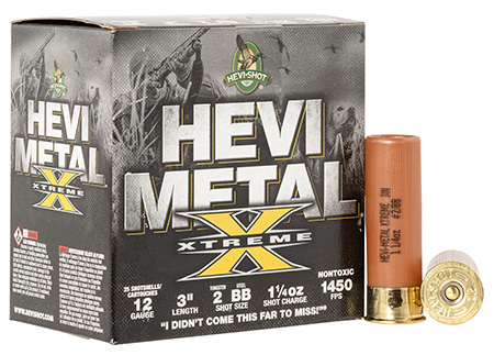 [604544692624] HEVI-Shot HS38188 HEVI-Metal Extreme 12Gauge 3" 1 1/4oz Steel/Tungsten 2/BBShot 25 Per Box/10 Case