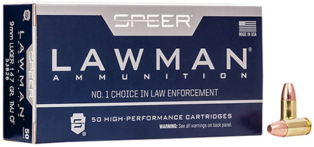 [076683538260] Speer 53826 Lawman Training Clean-Fire 9mmLuger 147gr Total Metal Jacket Flat Nose 50 Per Box/20 Case