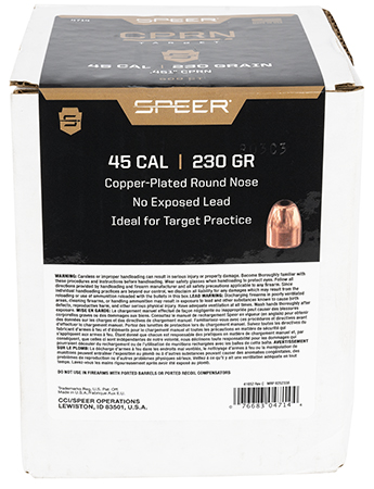 [076683047144] Speer 4714 Handgun  45Cal 230gr Round Nose 500 Per Box/3 Case