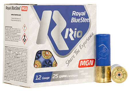 [8435101624046] Rio Ammunition RBSM402 Royal BlueSteel Magnum 12Gauge 3" 1 3/8oz 2Shot 25 Per Box/10 Case