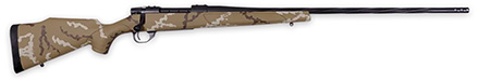[747115453894] Weatherby VHH223RR6B Vanguard Outfitter 223 Rem 5+1 24" Threaded/Spiral Fluted, Graphite Black Barrel/Rec, Tan with Brown  &  White Sponge Synthetic Stock, Accubrake Muzzle Brake, Adj. Trigger