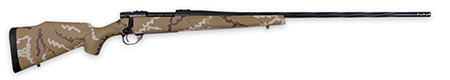 [747115453924] Weatherby VHH256RR6B Vanguard Outfitter 25-06 Rem 5+1 24" Threaded/Spiral Fluted, Graphite Black Barrel/Rec, Tan with Brown  &  White Sponge Synthetic Stock, Accubrake Muzzle Brake, Adj. Trigger