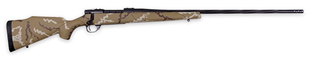 [747115454013] Weatherby VHH653WR8B Vanguard Outfitter 6.5-300 Wthby Mag 3+1 26" Threaded/Spiral Fluted, Graphite Black Barrel/Rec, Tan with Brown  &  White Sponge Synthetic Stock, Accubrake Muzzle Brake, Adj. Trigger