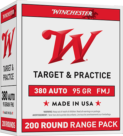 [020892222472] Winchester Ammo USA380W USA  380ACP 95gr Full Metal Jacket 200 Per Box/5 Case