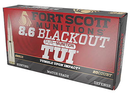 [758381722393] Fort Scott Munitions 86BLK285SCV2SS Tumble Upon Impact (TUI)  8.6Blackout 285gr Solid Copper Spun 20 Per Box/10 Case