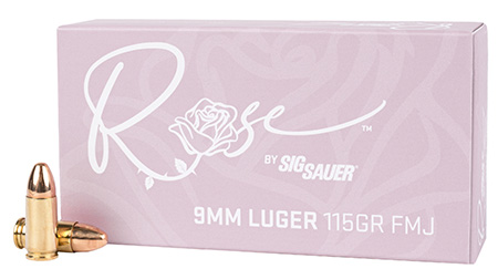 [798681686834] Sig Sauer E9MMB1ROSE50 Rose  9mm Luger 115gr Full Metal Jacket 50 Per Box/20 Case