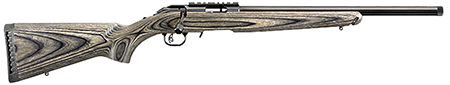 [736676083480] Ruger 8348 American Rimfire Target Full Size 22 LR 10+1 18" Satin Blued Threaded Bull Barrel, Satin Blued Drilled  &  Tapped Steel Receiver, Black Laminate Fixed Stock, Right Hand