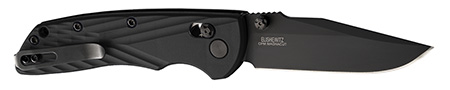 [743108243763] Hogue  Deka  3.25" Folding Clip Point Plain Black Cerakote CPM MagnaCut SS Blade, Black Crosshatch Textured GRN Handle, Includes Pocket Clip