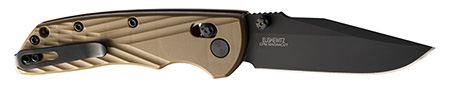 [743108243770] Hogue  Deka  3.25" Folding Clip Point Plain Black Cerakote CPM MagnaCut SS Blade, FDE Crosshatch Textured GRN Handle, Includes Pocket Clip