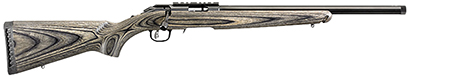 [736676083503] Ruger 8350 American Rimfire Target Full Size 17 HMR 9+1 18" Satin Blued Threaded Bull Barrel, Satin Blued Steel Drilled  &  Tapped Receiver, Black Laminate Fixed Stock, Right Hand